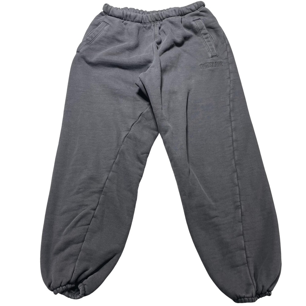 Gymshark Jogger Pants Mens Small Gray Fleece Sweatpants Drawstring‎ Cuffs Logo